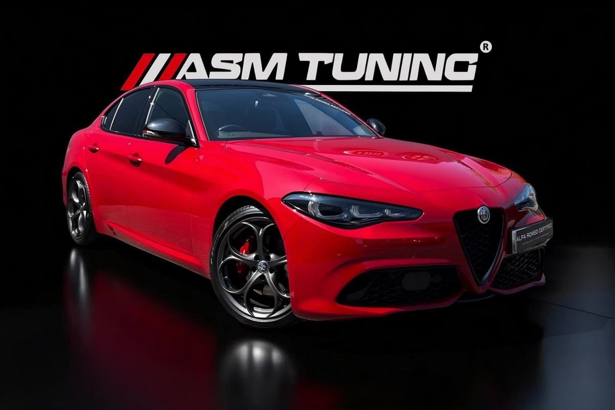 Alfa Romeo Giulia echipată cu piese din fibră de carbon – eleron, splitter, difuzor – ASM Tuning România