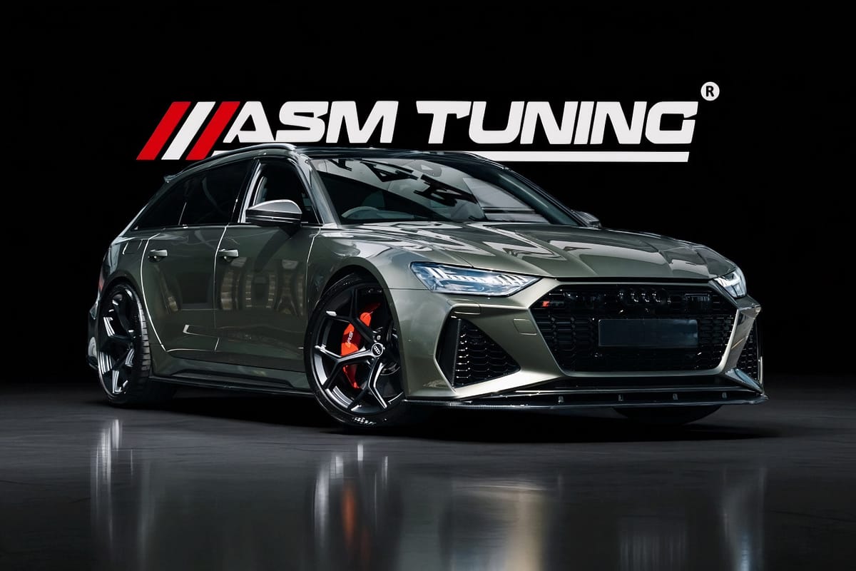 Colecție Carbon & Performanță Audi RS6 C8 Audi RS6 C8 Avant cu pachet complet carbon – splitter, difuzor, eleron si downpipe de la ASM Tuning