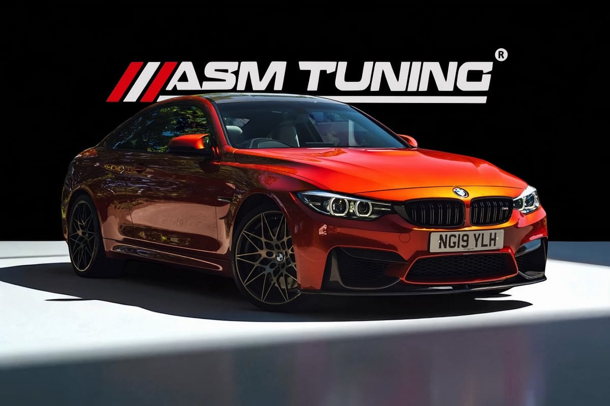 BMW M4 F82 echipat cu body kit din carbon real: splitter frontal, eleron, difuzor și extensii praguri – colecție ASM Tuning pentru F82/F83