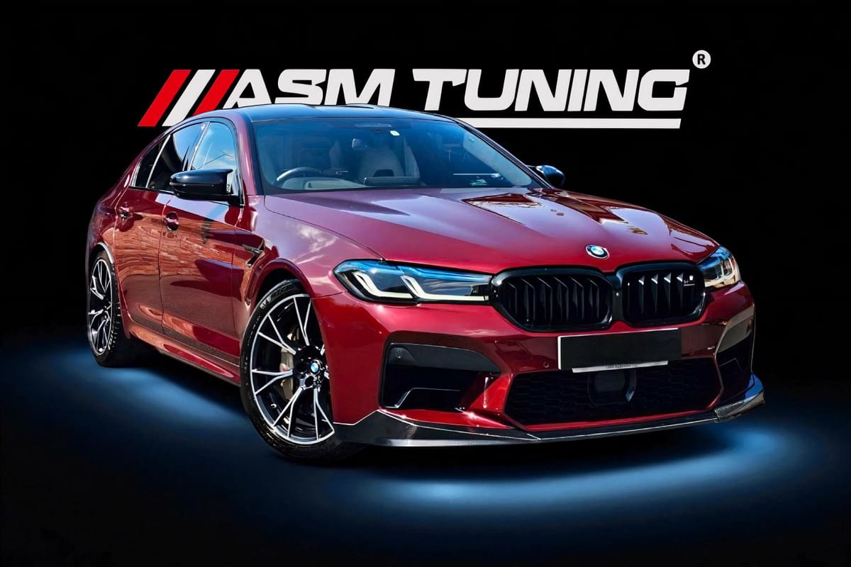 Colecție Carbon & Performanță BMW M5 F90/F91 BMW M5 F90 echipat cu piese carbon ASM Tuning – splitter, difuzor, jante și eleron