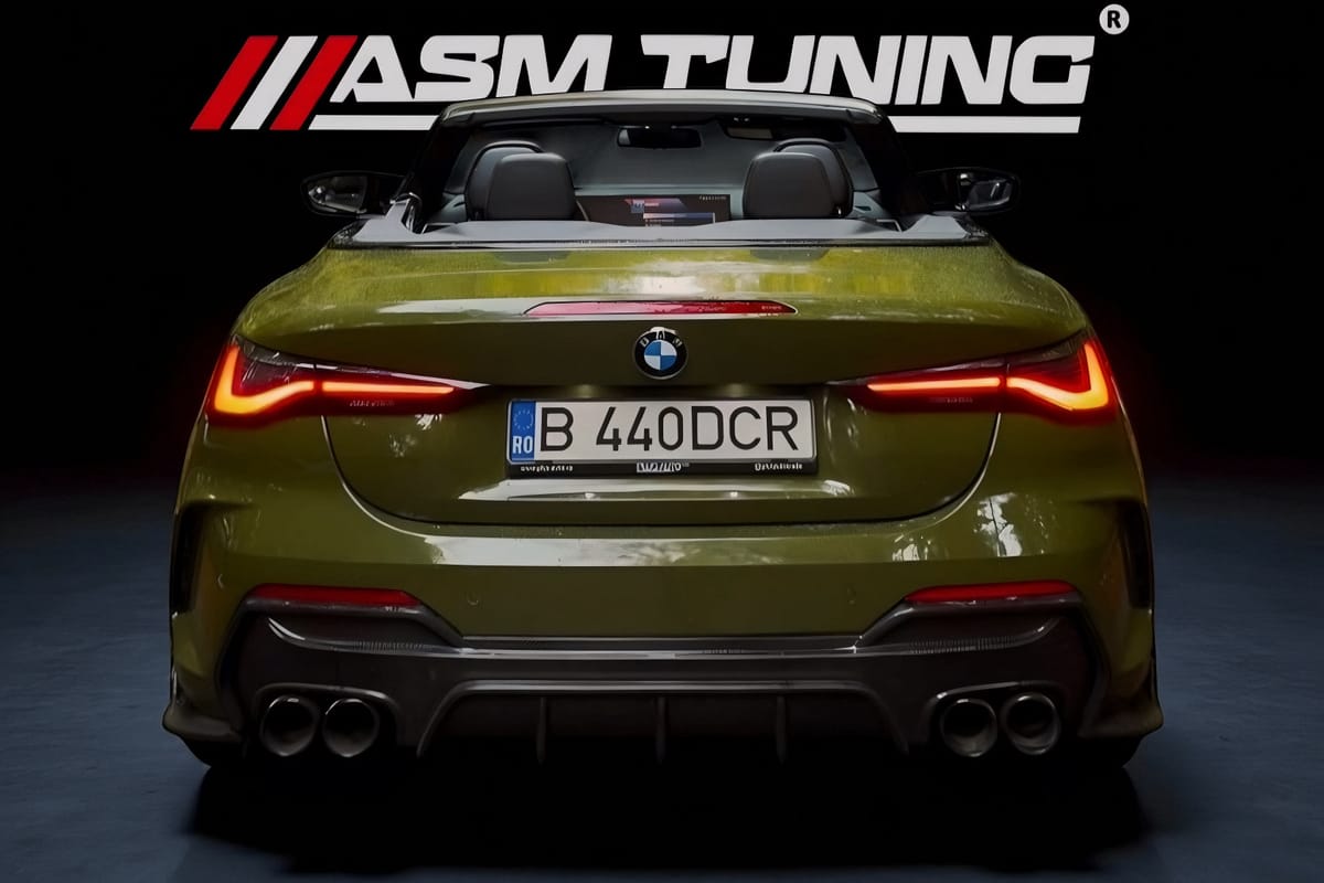 Colecție Carbon & Performanță BMW Seria 4 G22/G23/G26 BMW Seria 4 G22 Coupé cu kit complet din carbon: splitter, eleron, difuzor și extensii praguri – colecție ASM Tuning