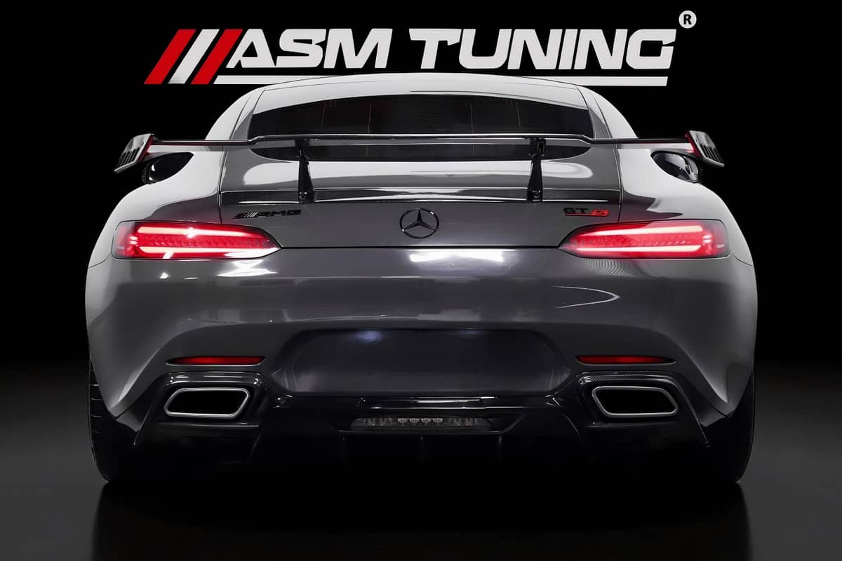 Mercedes AMG GT echipat cu piese carbon ASM Tuning – splitter, eleron, difuzor performance