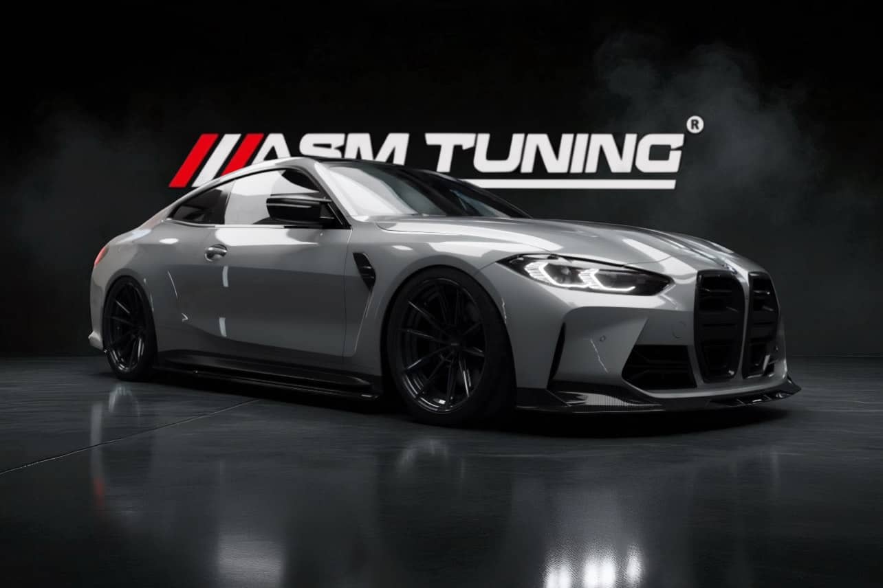 BMW M4 G82 echipat cu kit complet din carbon ASM, jante forjate, downpipe sport – tuning premium în România