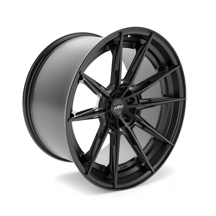 Detaliu spițe și centru prelucrat CNC al jantei AP. FORGED 10 – design agresiv și finisaj premium pentru performanță auto de top